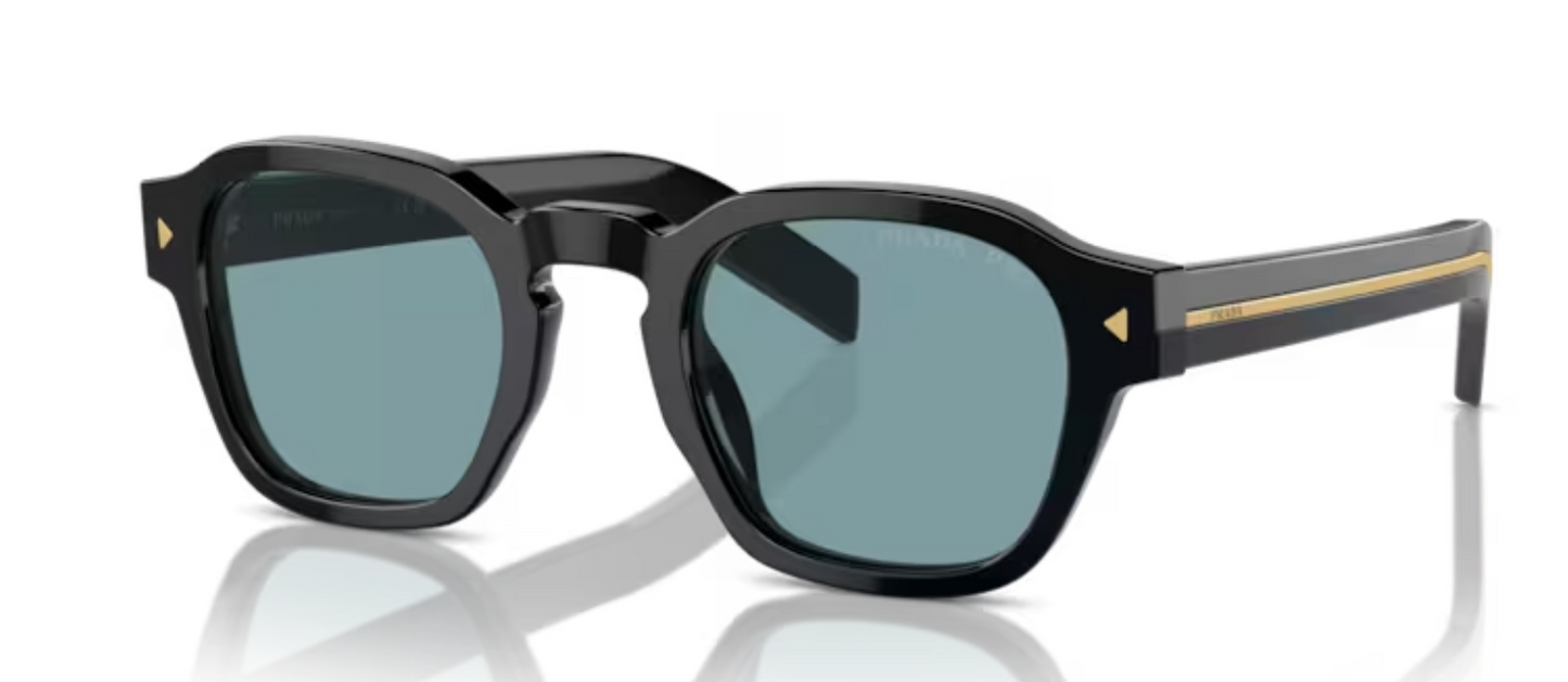 Prada Unisex Sunglasses PR A16S Black with Polarised Blue/green Lenses