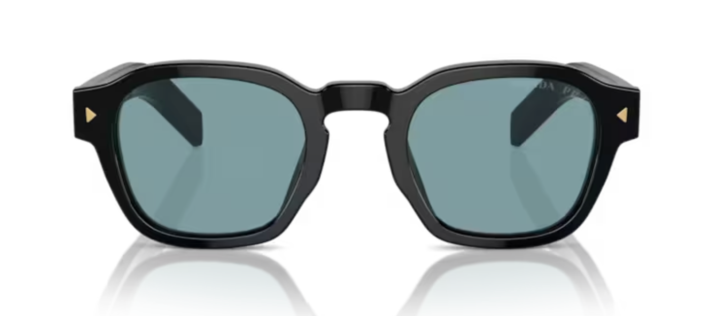 Prada Unisex Sunglasses PR A16S Black with Polarised Blue/green Lenses