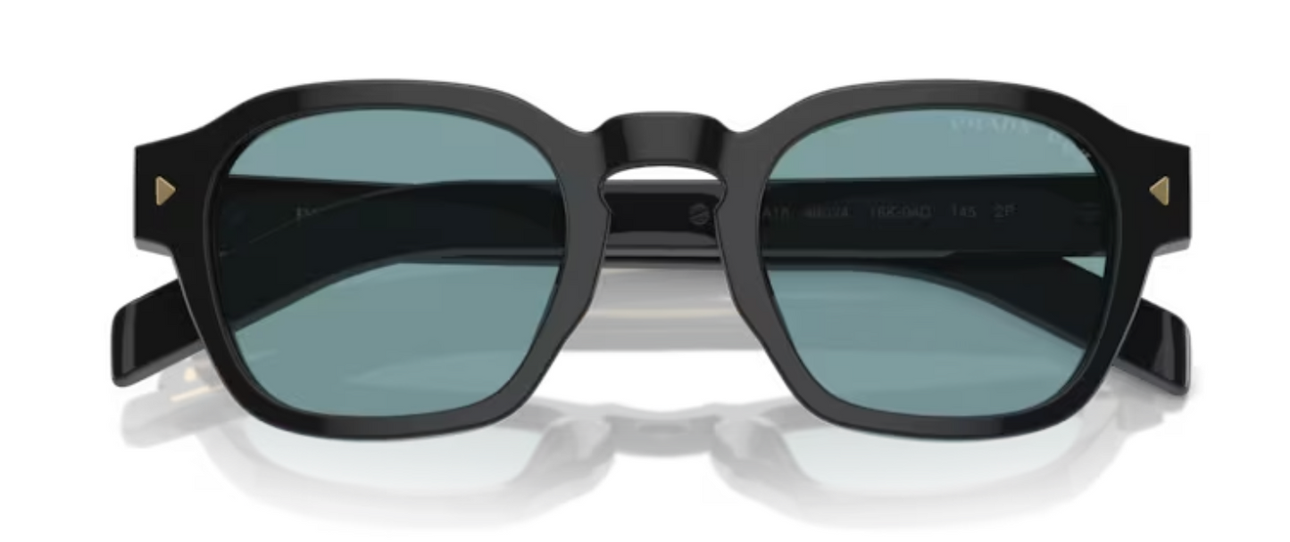 Prada Unisex Sunglasses PR A16S Black with Polarised Blue/green Lenses